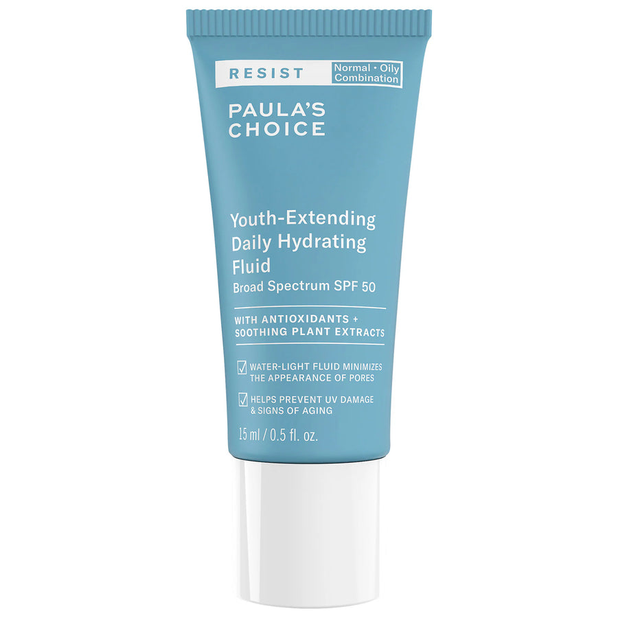 Paulas Choice Youth Extending Daily Hydrating Fluid Spf 50 Travel Size 15 ml