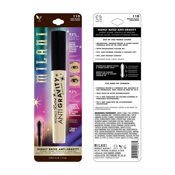 Milani Highly Rated Anti-Gravity Mascara, 110 Brown Black