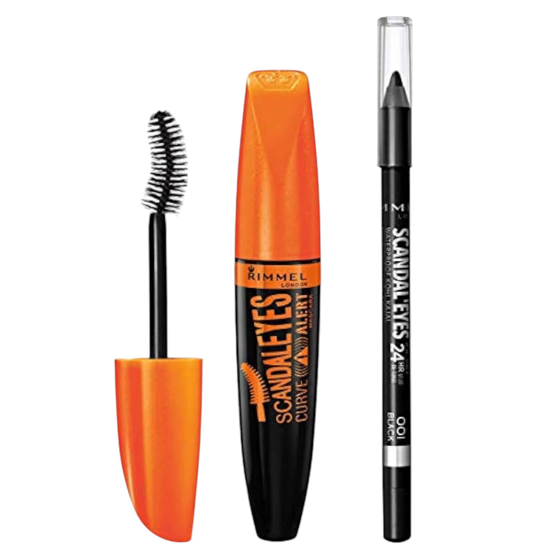 Rimmel ScandalEyes Curve Alert Mascara with ScandalEyes Waterproof Kohl Kajal Liner, Combo 001