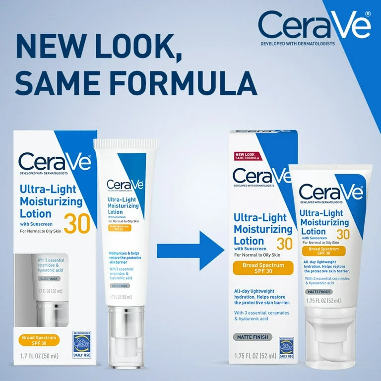 CeraVe Ultra-Light Moisturizing Face Lotion with SPF 30 for Normal to Oily Skin