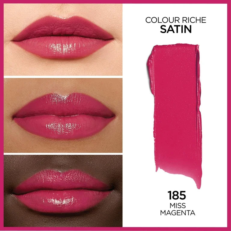 Loreal Paris Colour Riche Satin Lipstick 185 Miss Magenta