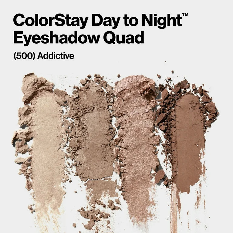 Revlon ColorStay Day to Night Long Lasting Matte and Shimmer Eyeshadow Quad, 500 Addictive, 0.16 oz