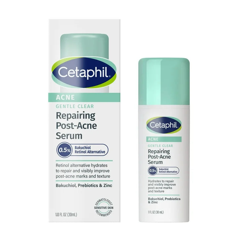Cetaphil Acne Gentle Clear Repairing Post-Acne Serum, 0.5% Bakuchiol, 1 OZ