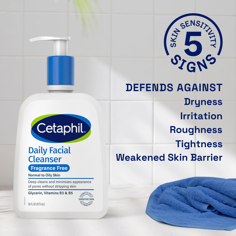 Cetaphil Daily Facial Cleanser Face Wash Fragrance Free for Sensitive Skin 473ml