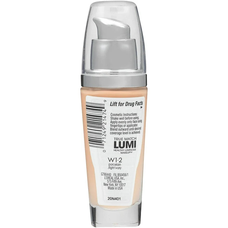 Loreal Paris Lumi Healthy Luminous Makeup W1-2 Porcelain/ Light Ivory (warm under tone)