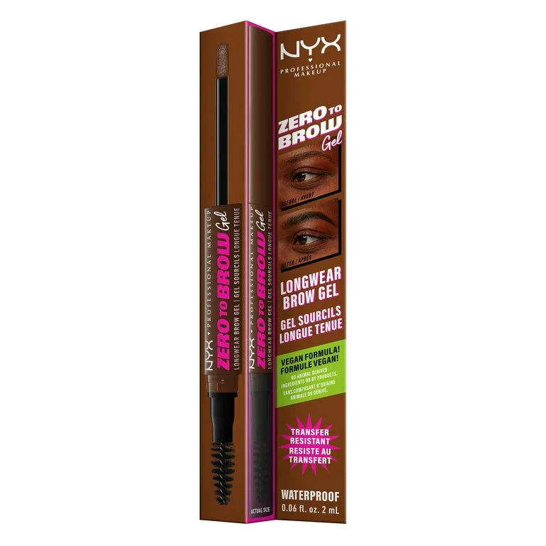 Nyx Cosmetics  Makeup Zero to Brow Longwear Eyebrow Gel, Chocolate