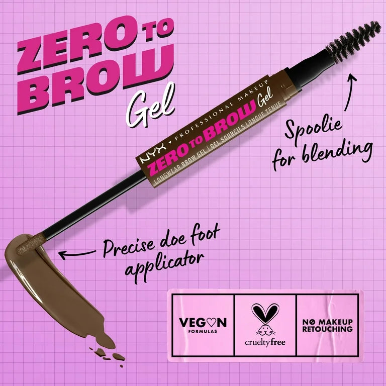 Nyx Cosmetics  Makeup Zero to Brow Longwear Eyebrow Gel, Chocolate