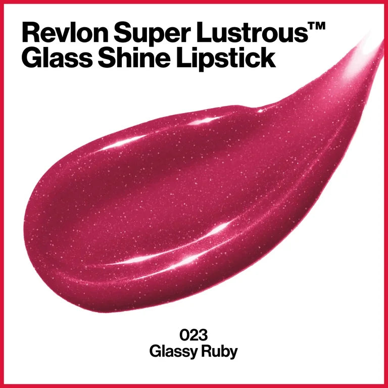 Revlon Super Lustrous Glass Shine Lipstick, Moisturizing Lipstick with Aloe, 025 Glassy Ruby