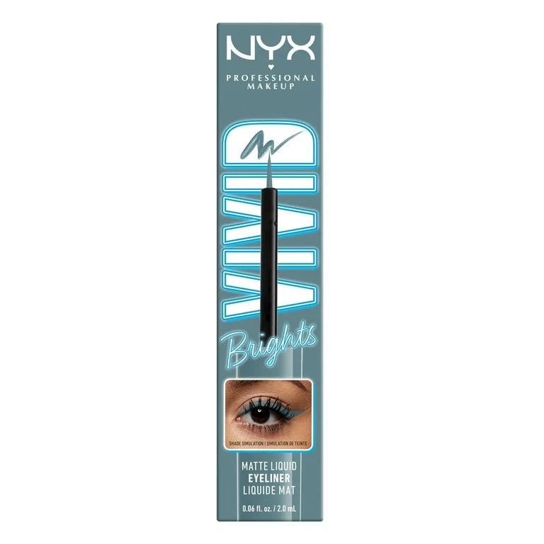 Nyx Cosmetics Vivid Brights Liquid Liner, Smear-Resistant Eyeliner, Cyan Simp