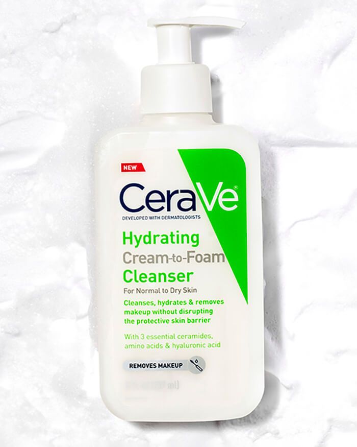 Cerave Hydrating Cream-to-Foam Face Wash with Hyaluronic Acid for Normal/Balanced to Dry Skin 237 ml