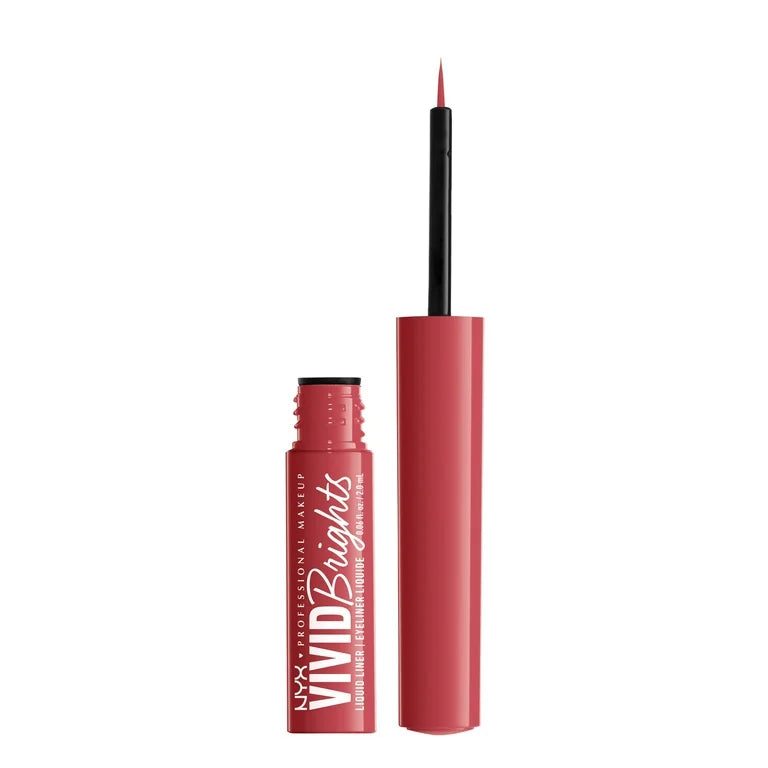 Nyx Cosmetics Vivid Brights Liquid Liner, Smear-Resistant Eyeliner, On Red