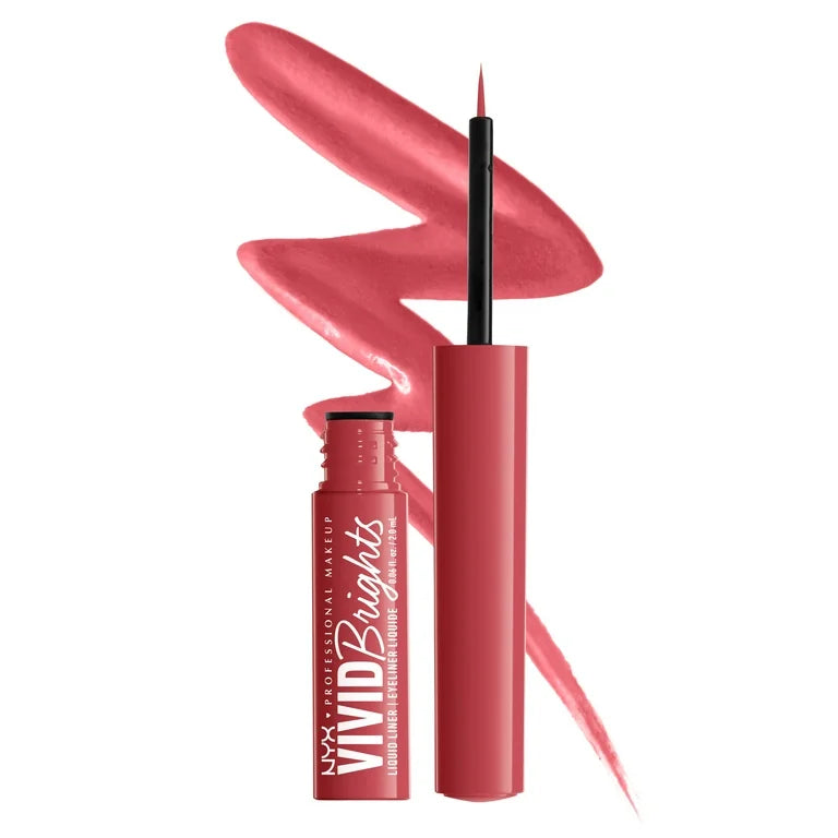 Nyx Cosmetics Vivid Brights Liquid Liner, Smear-Resistant Eyeliner, On Red