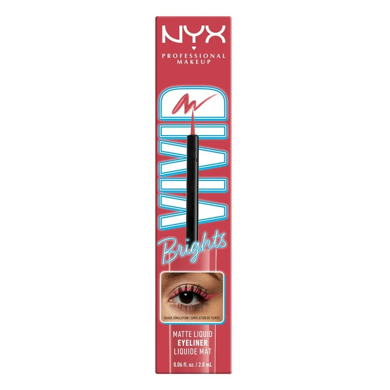 Nyx Cosmetics Vivid Brights Liquid Liner, Smear-Resistant Eyeliner, On Red