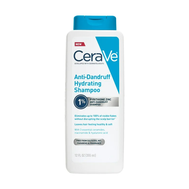CeraVe Hydrating Anti Dandruff Shampoo Sulfate Free & Color Safe Itchy Scalp Treatment 355 Ml