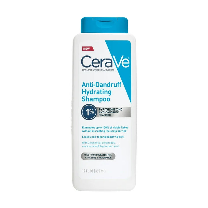 CeraVe Hydrating Anti Dandruff Shampoo Sulfate Free & Color Safe Itchy Scalp Treatment 355 Ml