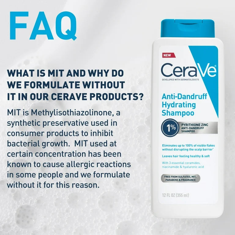 CeraVe Hydrating Anti Dandruff Shampoo Sulfate Free & Color Safe Itchy Scalp Treatment 355 Ml