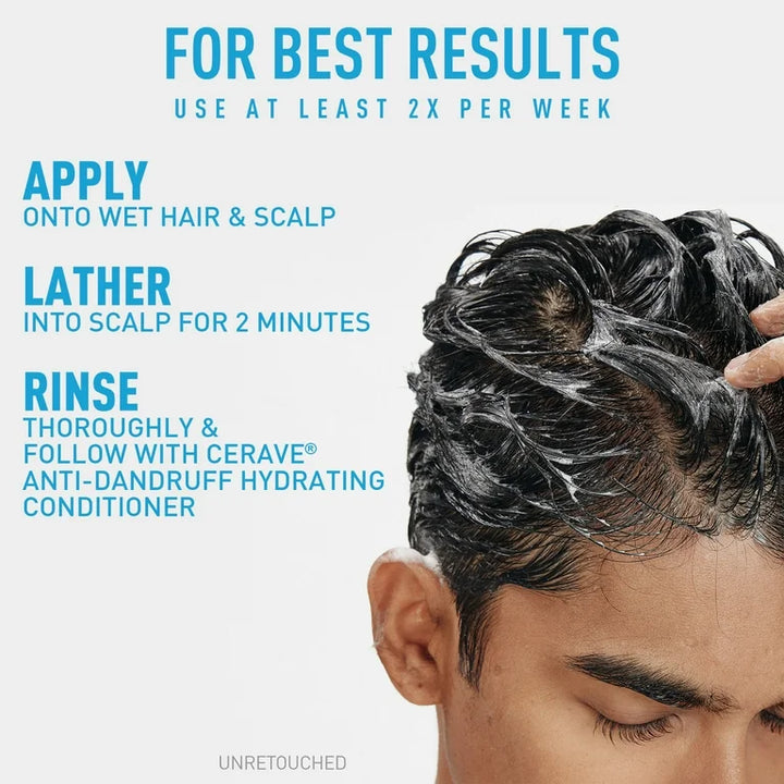CeraVe Hydrating Anti Dandruff Shampoo Sulfate Free & Color Safe Itchy Scalp Treatment 355 Ml