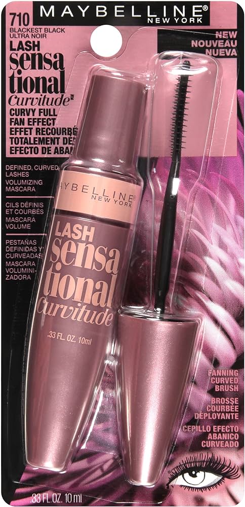 Maybelline New York Lash Sensational Curvitude Washable Mascara, 710 Blackest Black