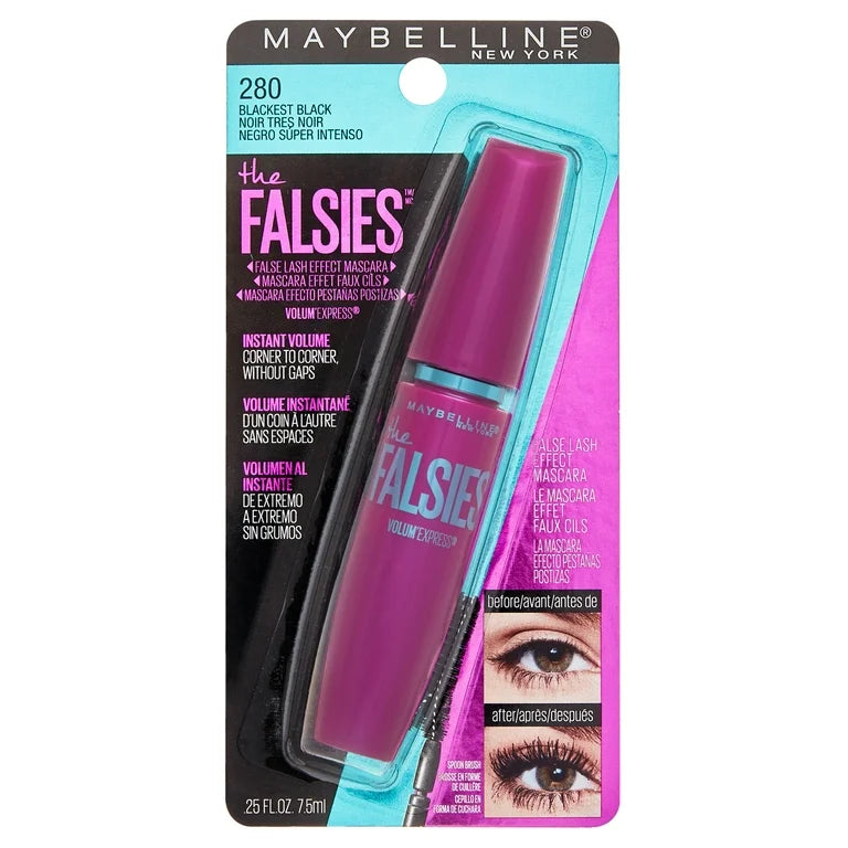 Maybelline New York Volum' Express Falsies Volumizing, Washable Mascara, Blackest Black 280 (Made in Usa)