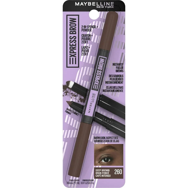 Maybelline New York Express Brow 2-In-1 Pencil And Powder 260 Deep Brown