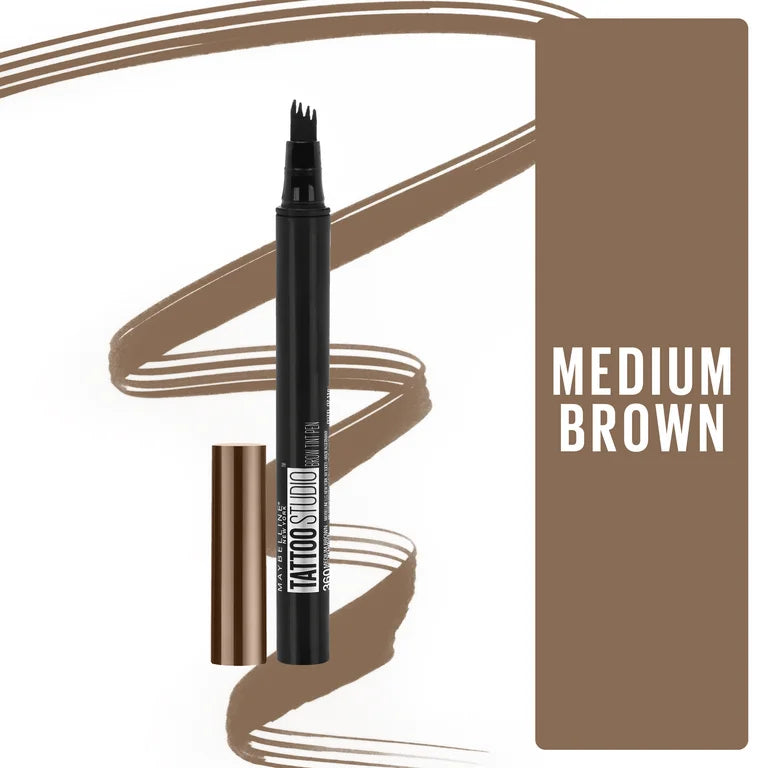 Maybelline New York Tattoo Studio Brow Tint Pen Makeup, 360 Medium Brown