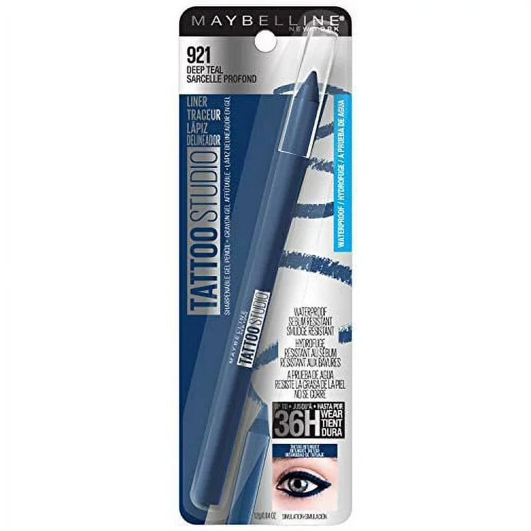 Maybelline Tattoo Studio Sharpenable Gel Pencil Longwear Eyeliner Makeup,921 Deep Teal