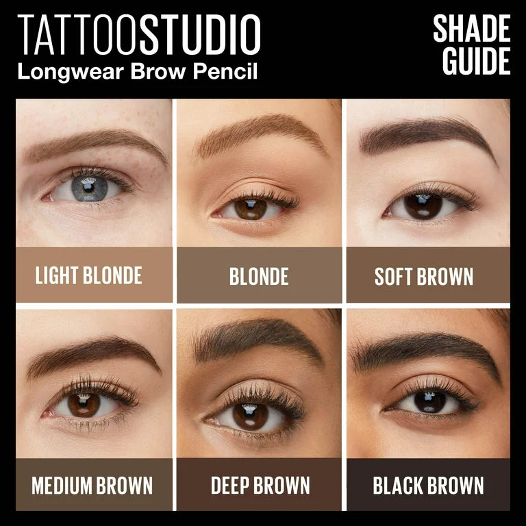 Maybelline Tattoo Studio 36HR Pigment Brow Pencil, 255 Soft Brown