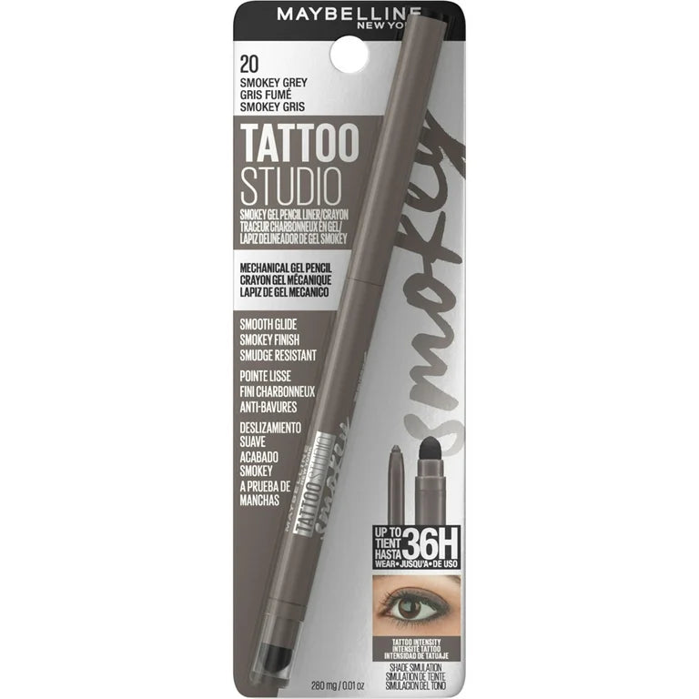 Maybelline New York Tattoo Studio Smokey Gel Pencil Eyeliner,20 Smokey Grey