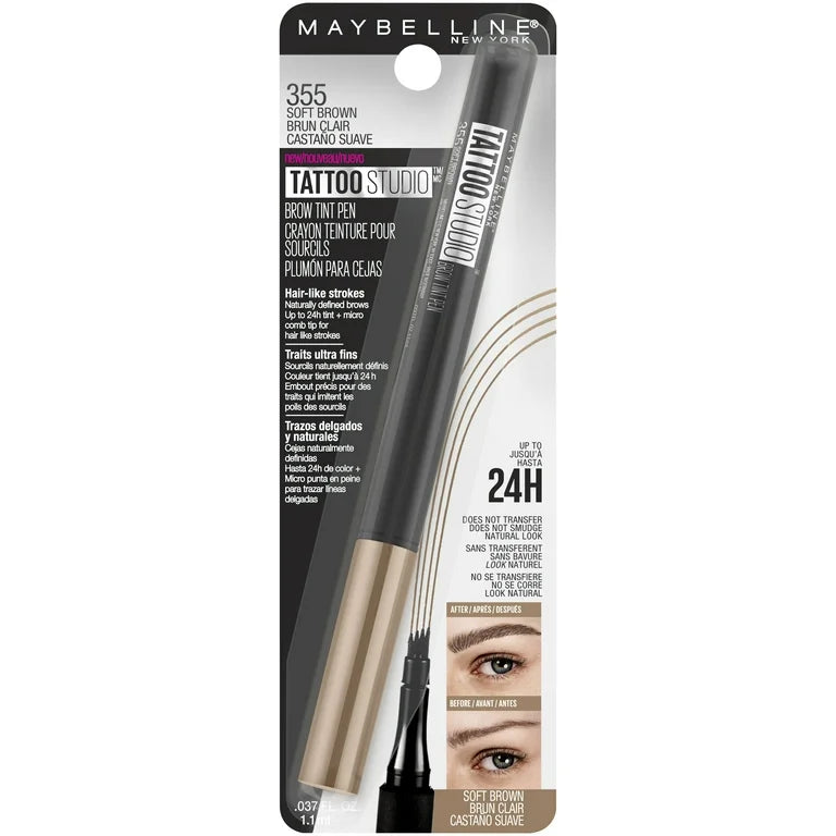 Maybelline New York Tattoo Studio Brow Tint Pen Makeup, 355 Soft Brown