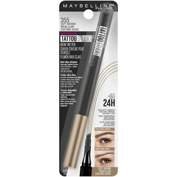 Maybelline New York Tattoo Studio Brow Tint Pen Makeup, 355 Soft Brown
