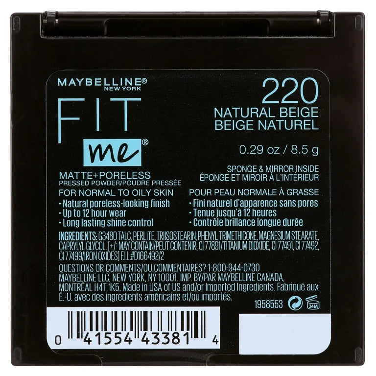 Maybelline Fit Me Matte Poreless Face Powder 220 Netural Beige