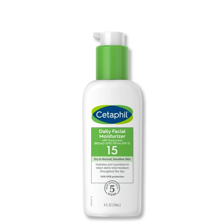 Cetaphil Daily Facial Moisturizer Lotion for Sensitive Skin Care, Broad Spectrum SPF 15, 4 fl oz