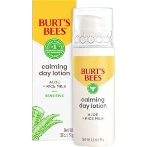Burts Bees Calming Day Face Lotion With Aloe and Rice Milk, 98.9% Natural Origin, 1.8 OZ