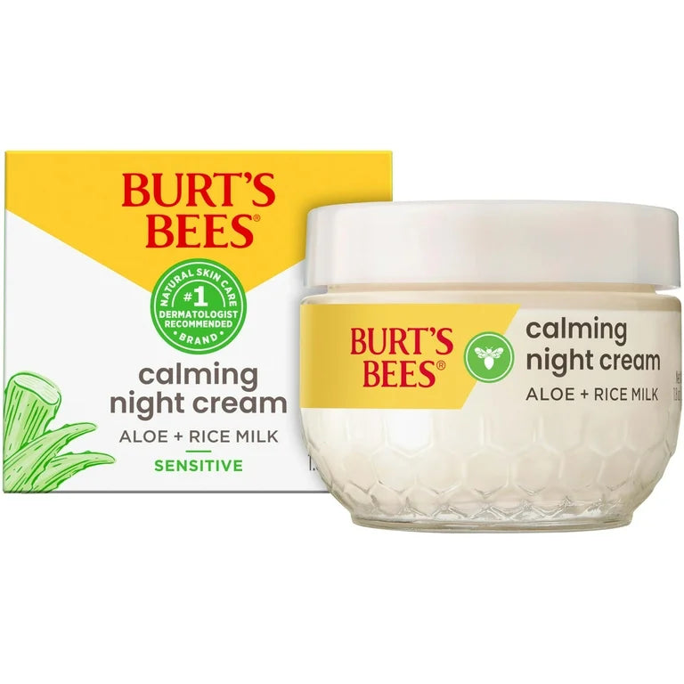 Burts Bees Calming Aloe Plus Rice Milk Night Cream for Sensitive Skin 51g
