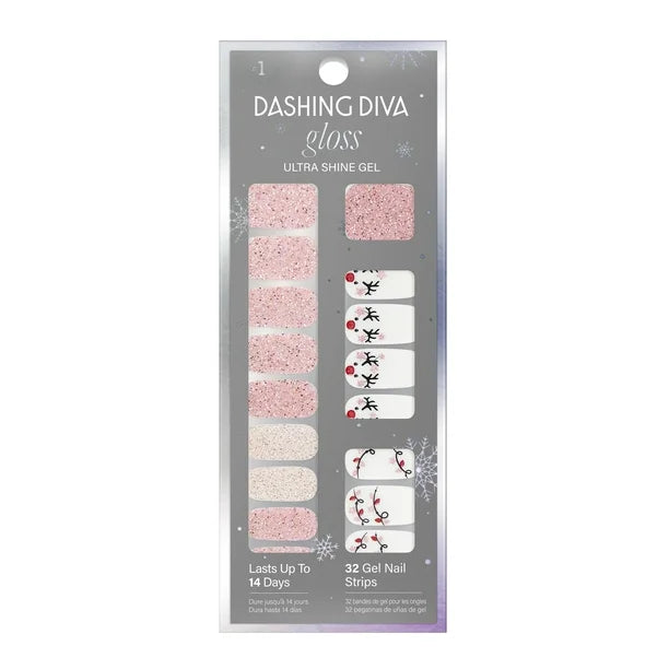 Dashing Diva Gloss Nail Strips - Light Show | UV Free, Chip Resistant, Long Lasting Gel Nail Stickers | Contains 32 Nail Wraps, 1 Prep Pad, 1 Nail File