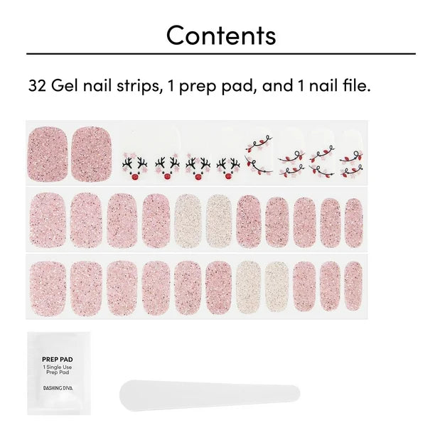 Dashing Diva Gloss Nail Strips - Light Show | UV Free, Chip Resistant, Long Lasting Gel Nail Stickers | Contains 32 Nail Wraps, 1 Prep Pad, 1 Nail File
