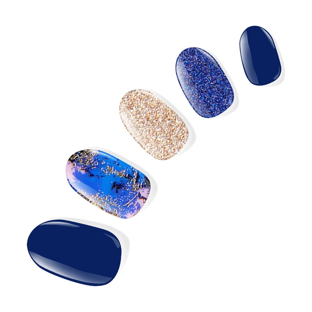 Dashing Diva Gloss Nail Strips -blue vixen |UV Free, Chip Resistant, Long Lasting Gel Nail Stickers | Contains 32 Nail Wraps, 1 Prep Pad, 1 Nail File
