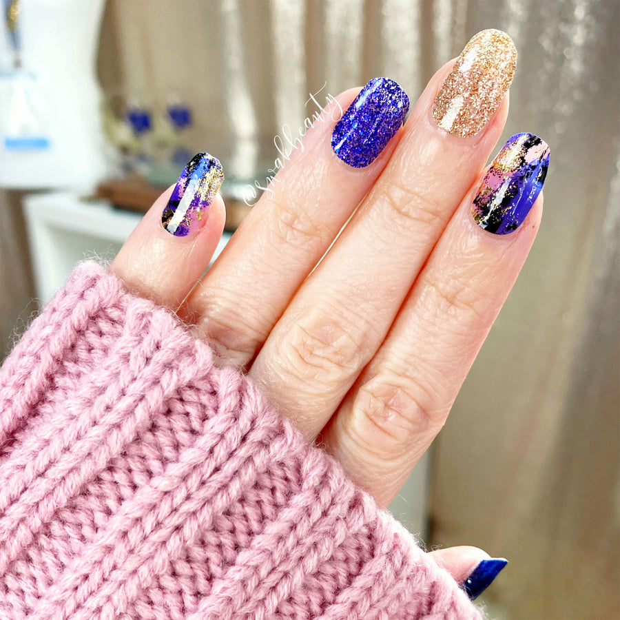 Dashing Diva Gloss Nail Strips -blue vixen |UV Free, Chip Resistant, Long Lasting Gel Nail Stickers | Contains 32 Nail Wraps, 1 Prep Pad, 1 Nail File