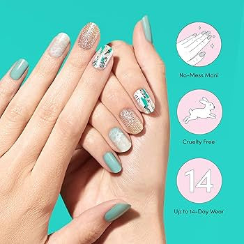 Dashing Diva Gloss Nail Strips - Light Show | UV Free, Chip Resistant, Long Lasting Gel Nail Stickers | Contains 32 Nail Wraps, 1 Prep Pad, 1 Nail File Desert Quartz