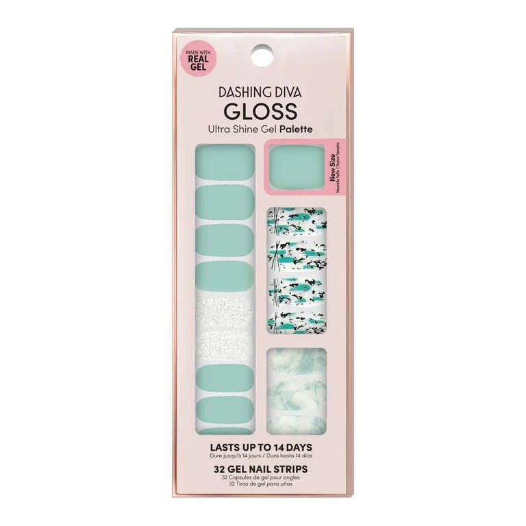 Dashing Diva Gloss Nail Strips - Light Show | UV Free, Chip Resistant, Long Lasting Gel Nail Stickers | Contains 32 Nail Wraps, 1 Prep Pad, 1 Nail File Desert Quartz