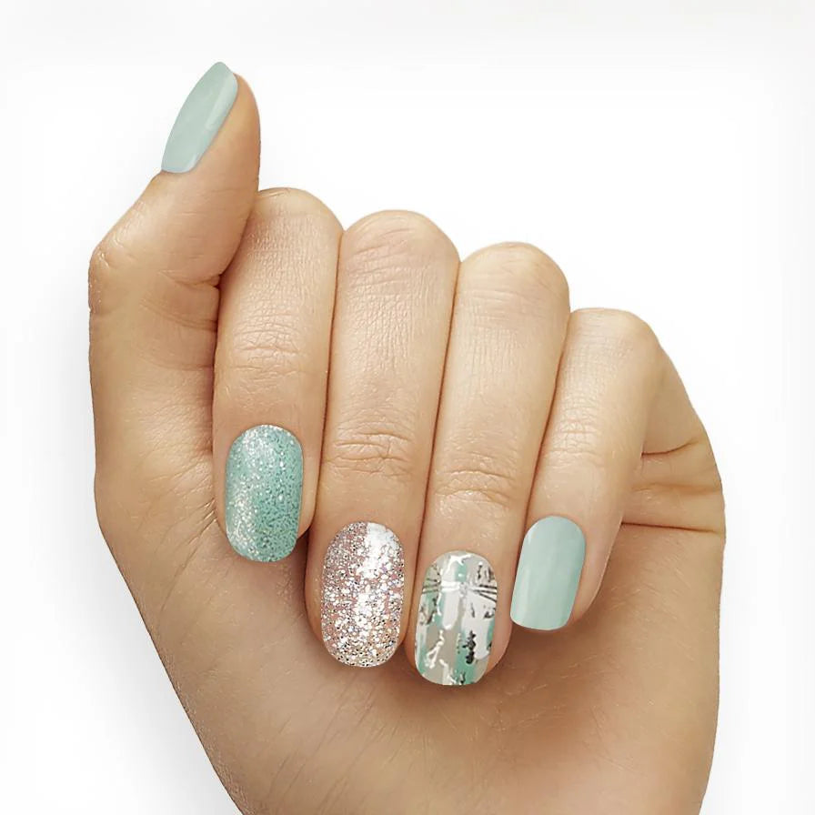 Dashing Diva Gloss Nail Strips - Light Show | UV Free, Chip Resistant, Long Lasting Gel Nail Stickers | Contains 32 Nail Wraps, 1 Prep Pad, 1 Nail File Desert Quartz