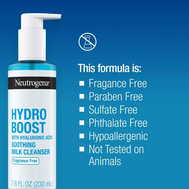 Neutrogena Hydro Boost With Hyaluronic Acid  Soothing Milk Cleanser, 7.8 Oz