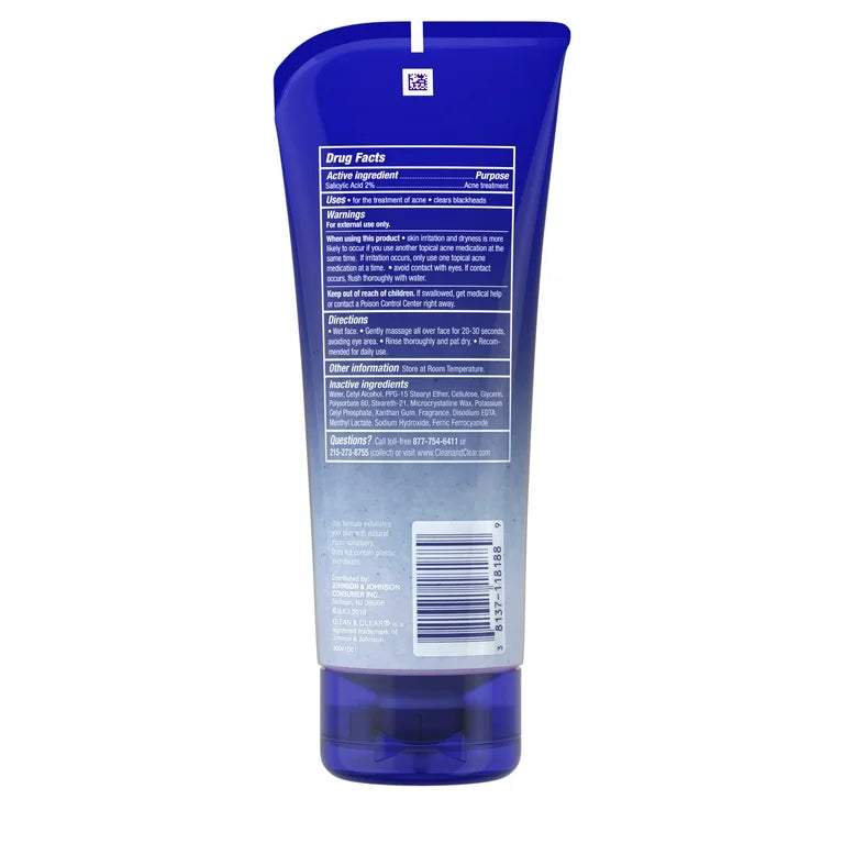 Clean & Clear Blackhead Eraser Facial Scrub, 2% Salicylic Acid 198 Gram