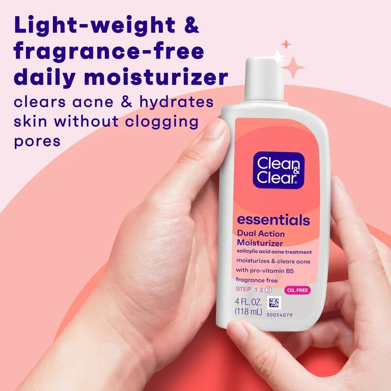 Clean & Clear Essentials Dual Action Acne Facial Moisturizer, 4 fl. oz