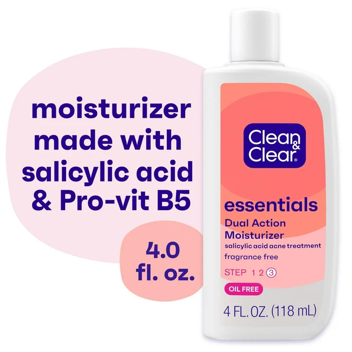 Clean & Clear Essentials Dual Action Acne Facial Moisturizer, 4 fl. oz
