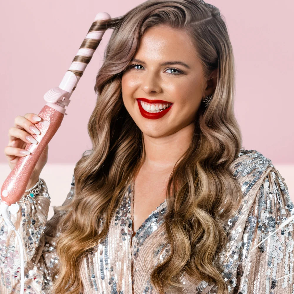 BeachWaver B1 Series Glitter Rotating Curling Iron Color Pink