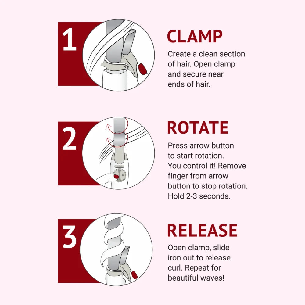 BeachWaver B1 Series Glitter Rotating Curling Iron Color Pink