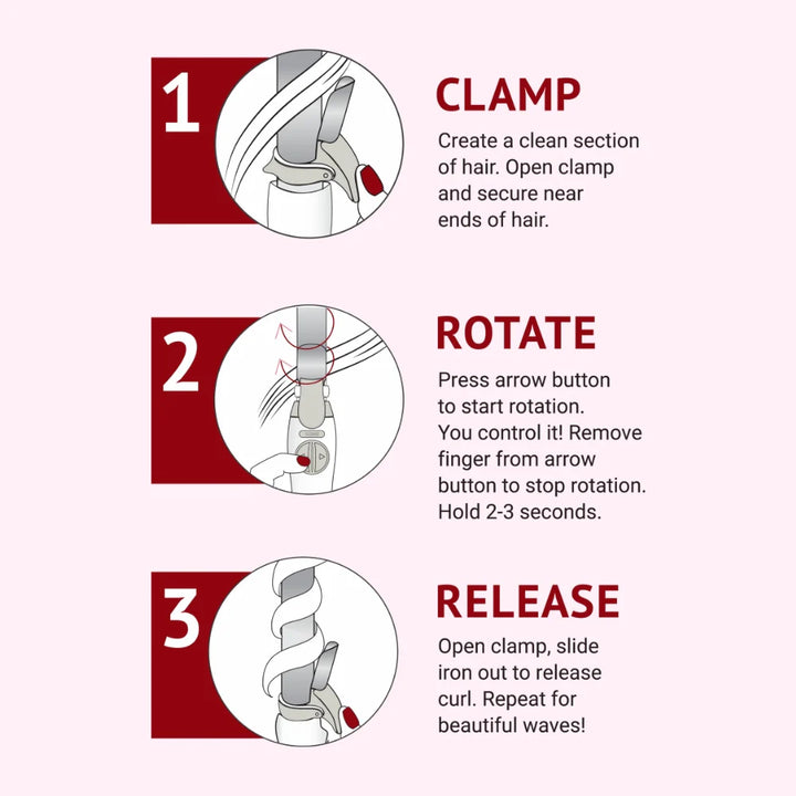 BeachWaver B1 Series Glitter Rotating Curling Iron Color Pink