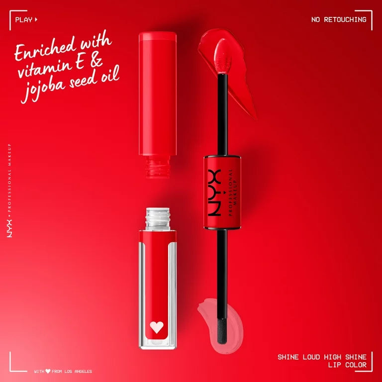 Nyx Cosmetics Shine Loud Vegan High Shine Long-Lasting Liquid Lipstick Rebel in red