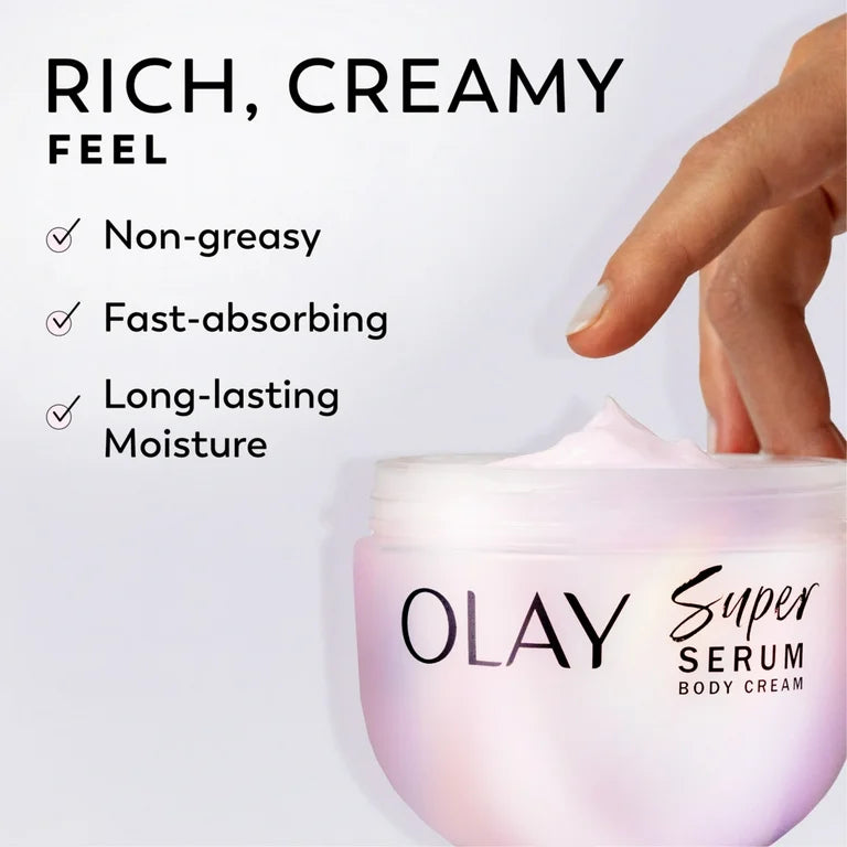 Olay Super Serum Body Cream, 10 fl oz, Rich Moisturizing Cream for Dry Skin with Super Serum Complex to Slow Visible Signs of Aging